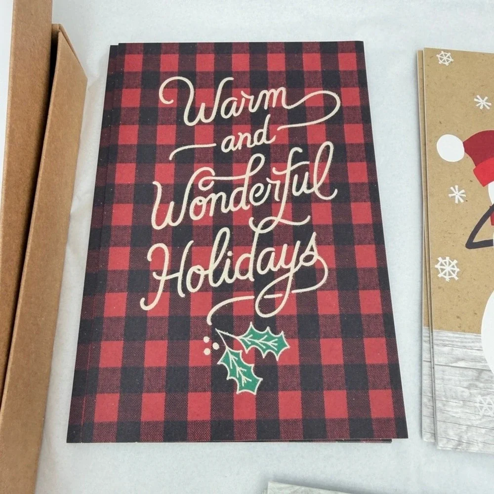 Hallmark Christmas Greeting Cards Buffalo Plaid Rustic Farmhouse Stationery Set